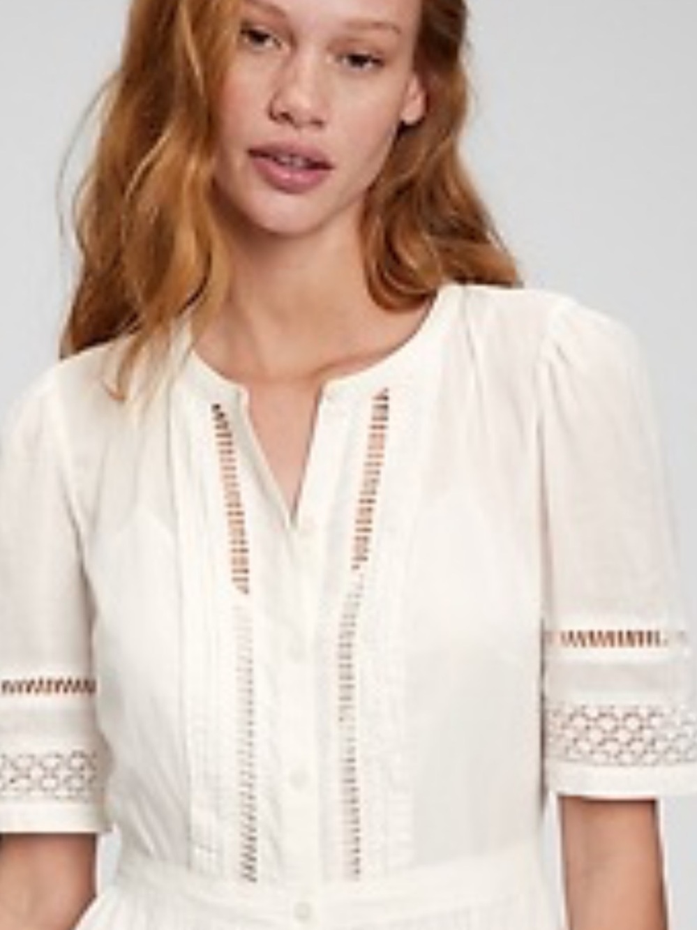 NWT GAP Eyelet Lace Button-Front Midi Dress Size XS - Picture 2 of 5